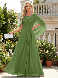 Chiffon Sheath/Column Scoop Neck Floor-Length Mother of the Bride & Groom Dresses with Lace Appliques