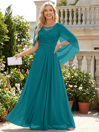 Chiffon Sheath/Column Scoop Neck Floor-Length Mother of the Bride & Groom Dresses with Lace Appliques
