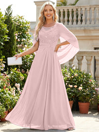 Chiffon Sheath/Column Scoop Neck Floor-Length Mother of the Bride & Groom Dresses with Lace Appliques