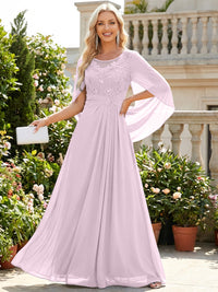 Chiffon Sheath/Column Scoop Neck Floor-Length Mother of the Bride & Groom Dresses with Lace Appliques