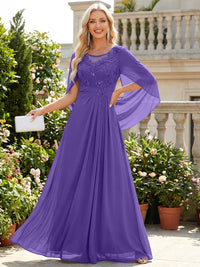 Chiffon Sheath/Column Scoop Neck Floor-Length Mother of the Bride & Groom Dresses with Lace Appliques