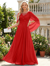 Chiffon Sheath/Column Scoop Neck Floor-Length Mother of the Bride & Groom Dresses with Lace Appliques