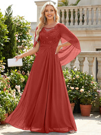 Chiffon Sheath/Column Scoop Neck Floor-Length Mother of the Bride & Groom Dresses with Lace Appliques