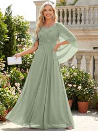 Chiffon Sheath/Column Scoop Neck Floor-Length Mother of the Bride & Groom Dresses with Lace Appliques