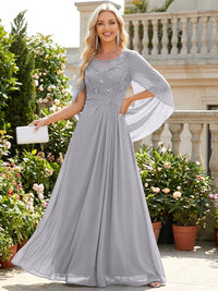 Chiffon Sheath/Column Scoop Neck Floor-Length Mother of the Bride & Groom Dresses with Lace Appliques