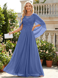 Chiffon Sheath/Column Scoop Neck Floor-Length Mother of the Bride & Groom Dresses with Lace Appliques