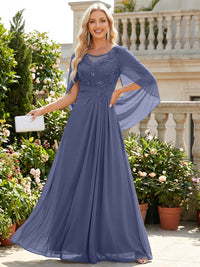 Chiffon Sheath/Column Scoop Neck Floor-Length Mother of the Bride & Groom Dresses with Lace Appliques