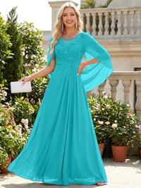 Chiffon Sheath/Column Scoop Neck Floor-Length Mother of the Bride & Groom Dresses with Lace Appliques