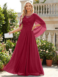 Chiffon Sheath/Column Scoop Neck Floor-Length Mother of the Bride & Groom Dresses with Lace Appliques