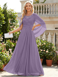 Chiffon Sheath/Column Scoop Neck Floor-Length Mother of the Bride & Groom Dresses with Lace Appliques