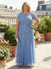 Tulle A-Line/Princess Scoop Neck Floor-Length Mother of the Bride & Groom Dresses with Rhinestones