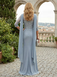 Satin Sheath/Column Scoop Neck Floor-Length Mother of the Bride & Groom Dresses with Scarf