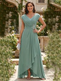 Chiffon A-Line/Princess V-Neck Floor-Length Mother of the Bride & Groom Dresses with Ruffles