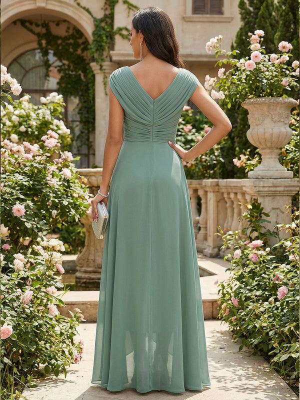 Chiffon A-Line/Princess V-Neck Floor-Length Mother of the Bride & Groom Dresses with Ruffles