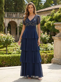 Chiffon A-Line/Princess V-Neck Floor-Length Mother of the Bride & Groom Dresses with Sequin Embroidery