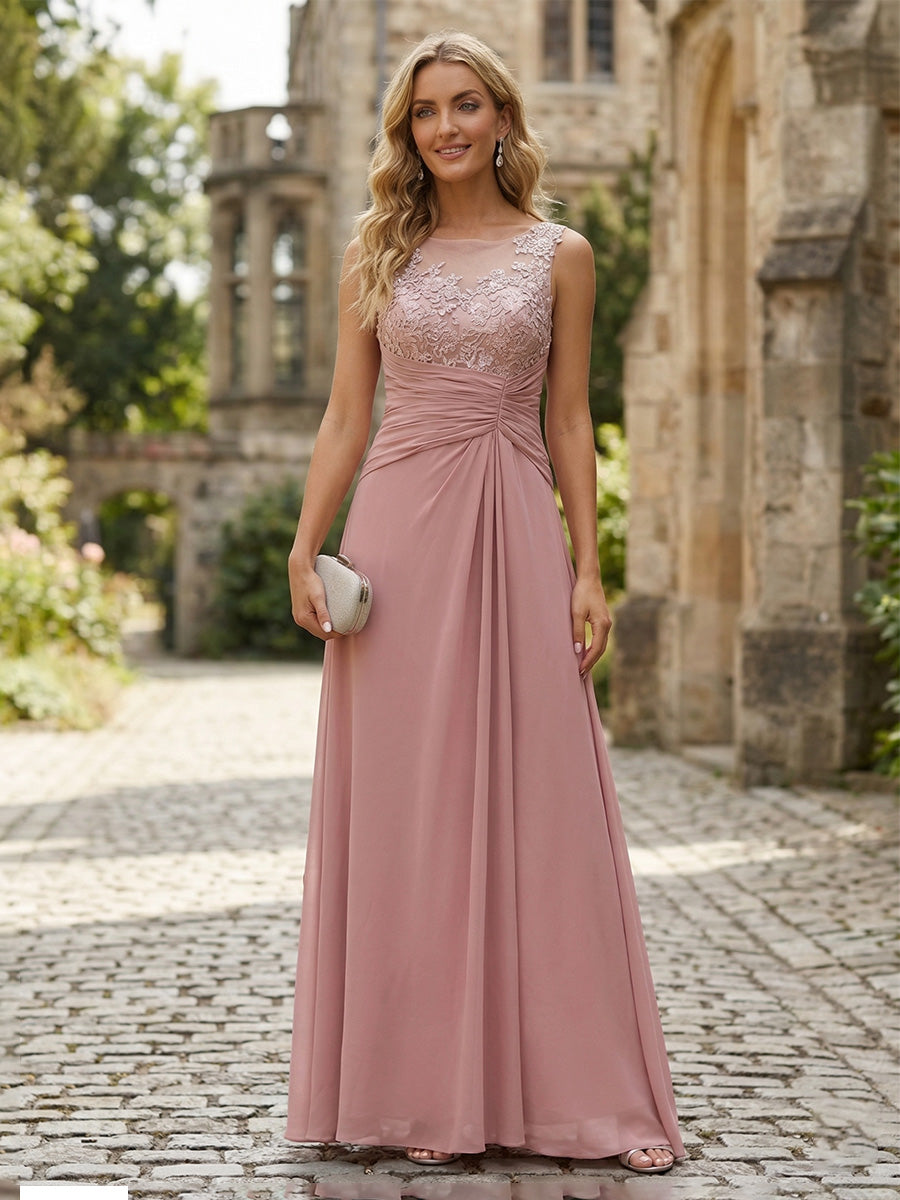 Chiffon A-Line/Princess V-Neck Floor-Length Mother of the Bride & Groom Dresses with Ruched Waist
