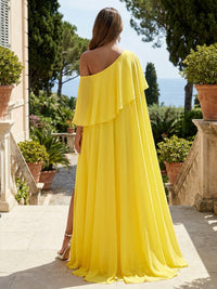 Chiffon A-Line/Princess Off Shoulder Floor-Length Mother of the Bride & Groom Dresses with Slit
