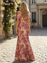 Jacquard Sheath/Column Off Shoulder Floor-Length Mother of the Bride & Groom Dresses for Women