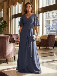 Chiffon A-Line/Princess V-Neck Floor-Length Mother of the Bride & Groom Dresses with Ruffles