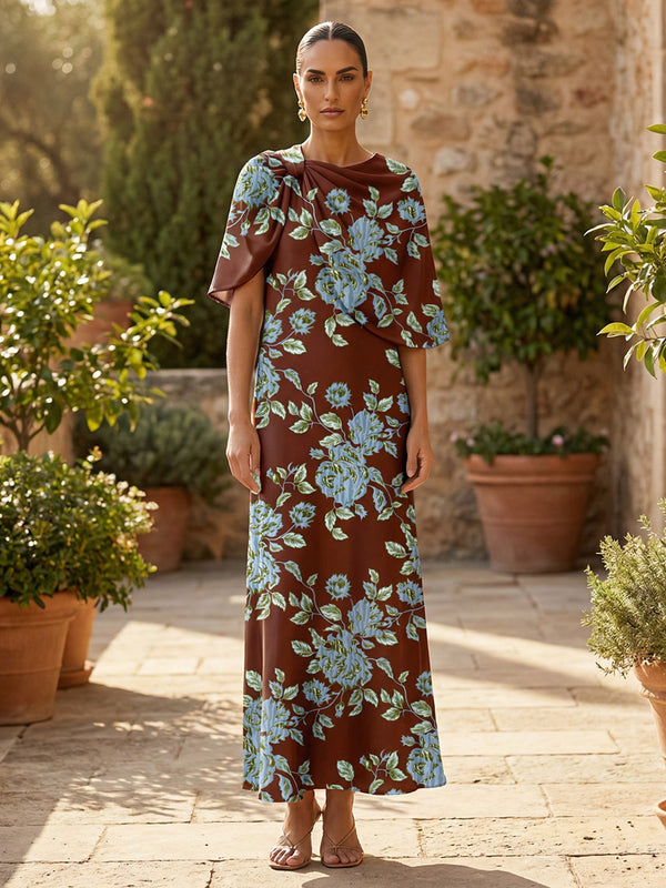 Jacquard Sheath/Column Scoop Neck Floor-Length Mother of the Bride & Groom Dresses with Cape