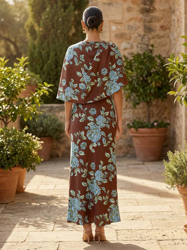 Jacquard Sheath/Column Scoop Neck Floor-Length Mother of the Bride & Groom Dresses with Cape