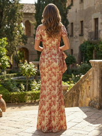 Jacquard Sheath/Column Asymmetric Neck Floor-Length Mother of the Bride & Groom Dresses with Bow