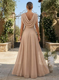 Chiffon A-Line/Princess Cowl Neck Floor-Length Mother of the Bride & Groom Dresses for Women