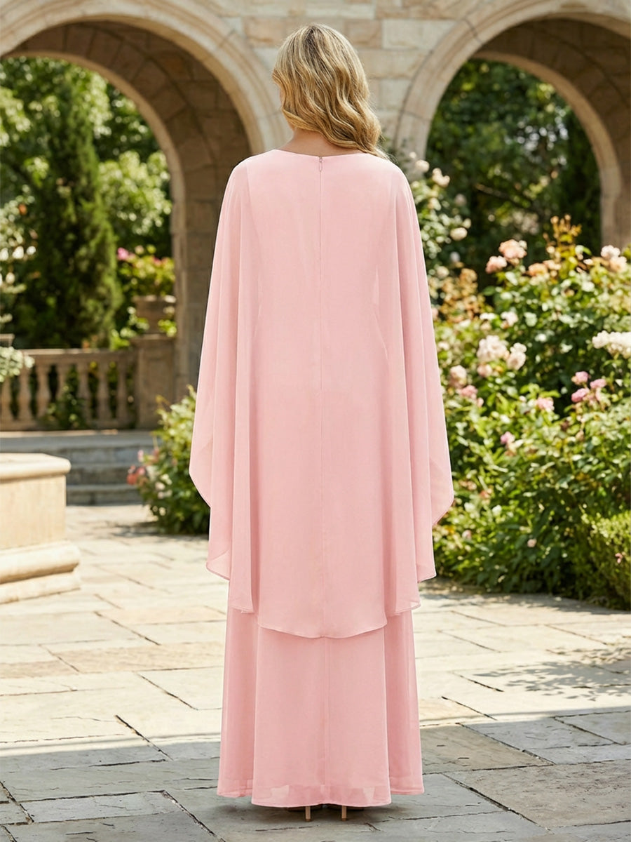 Chiffon A-Line/Princess V-Neck Floor-Length Mother of the Bride & Groom Dresses with Ruffles