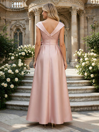 Satin A-Line/Princess V-Neck Floor-Length Mother of the Bride & Groom Dresses with Belt