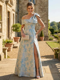 Jacquard A-Line/Princess Off Shoulder Floor-Length Mother of the Bride & Groom Dresses with Slit
