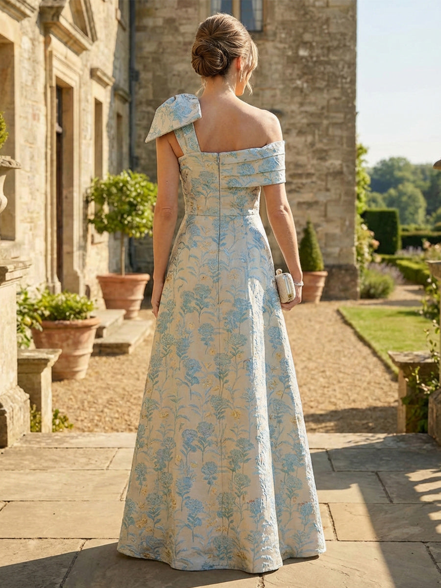 Jacquard A-Line/Princess Off Shoulder Floor-Length Mother of the Bride & Groom Dresses with Slit
