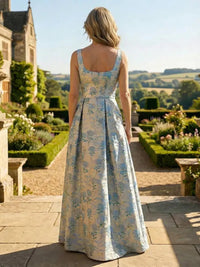Jacquard A-Line/Princess Square Neck Floor-Length Mother of the Bride & Groom Dresses with Pockets