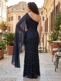 Sequin Sheath/Column One Shoulder Floor-Length Mother of the Bride & Groom Dresses for Women