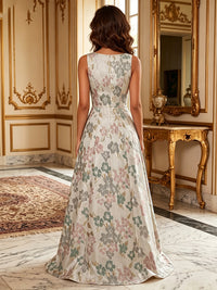 Jacquard A-Line/Princess Scoop Neck Floor-Length Mother of the Bride & Groom Dresses with Sweep Train