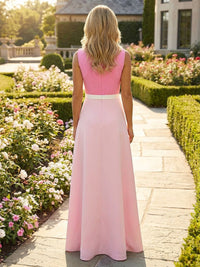 Satin A-Line/Princess Scoop Neck Floor-Length Mother of the Bride & Groom Dresses with Belt