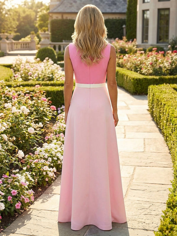 Satin A-Line/Princess Scoop Neck Floor-Length Mother of the Bride & Groom Dresses with Belt