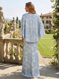 Jacquard Sheath/Column Scoop Neck Floor-Length Mother of the Bride & Groom Dresses with Ruched Waist