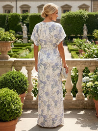 Jacquard A-Line/Princess Scoop Neck Floor-Length Mother of the Bride & Groom Dresses with Ruched Waist & Slit