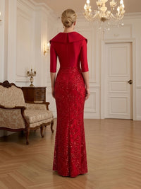 Sequin Floral Sheath Floor-Length Mother of the Bride & Groom Dresses with Satin Bodice