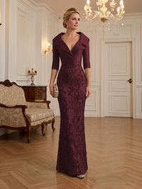 Sequin Floral Sheath Floor-Length Mother of the Bride & Groom Dresses with Satin Bodice