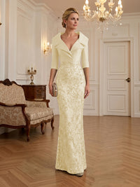 Sequin Floral Sheath Floor-Length Mother of the Bride & Groom Dresses with Satin Bodice