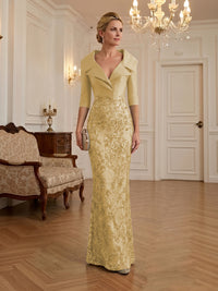 Sequin Floral Sheath Floor-Length Mother of the Bride & Groom Dresses with Satin Bodice
