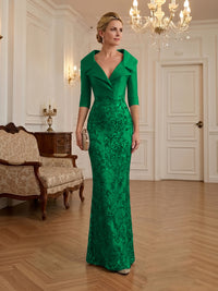 Sequin Floral Sheath Floor-Length Mother of the Bride & Groom Dresses with Satin Bodice