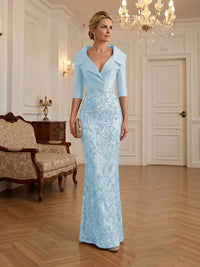 Sequin Floral Sheath Floor-Length Mother of the Bride & Groom Dresses with Satin Bodice