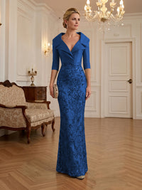 Sequin Floral Sheath Floor-Length Mother of the Bride & Groom Dresses with Satin Bodice