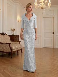 Sequin Floral Sheath Floor-Length Mother of the Bride & Groom Dresses with Satin Bodice