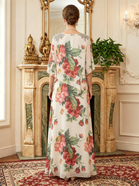 Floral Print A-Line/Princess Scoop Neck Floor-Length Mother of the Bride & Groom Dresses with Cape