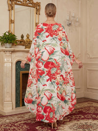 Floral Print A-Line/Princess Scoop Neck Floor-Length Mother of the Bride & Groom Dresses with Cape