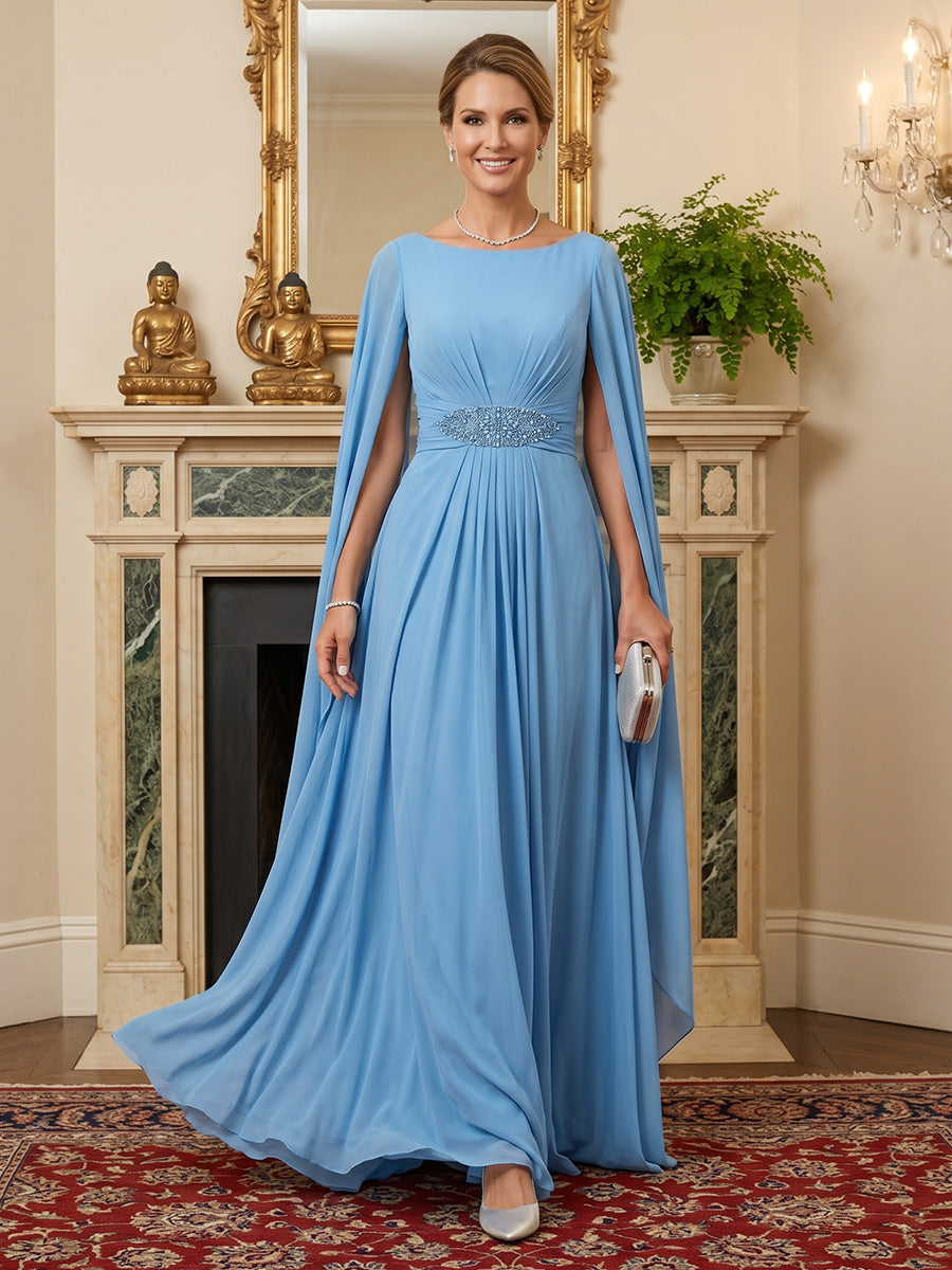Chiffon A-Line/Princess Scoop Neck Floor-Length Mother of the Bride & Groom Dresses with Sash