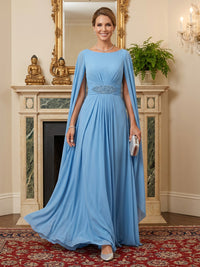 Chiffon A-Line/Princess Scoop Neck Floor-Length Mother of the Bride & Groom Dresses with Sash